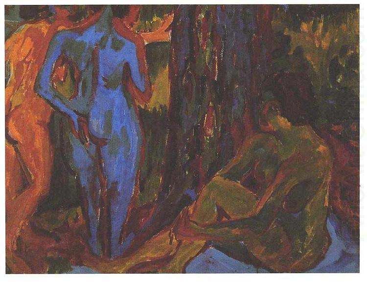 Ernst Ludwig Kirchner Three nudes oil painting picture